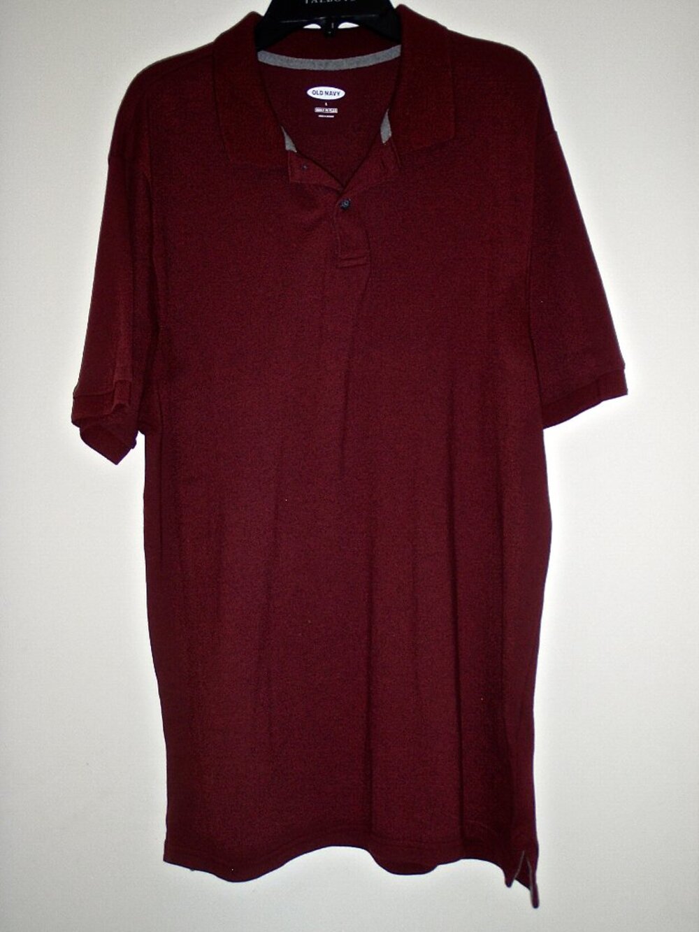 OLD NAVY MEN'S BUILT IN FLEX SHORT SLEEVED POLO JERSEY MAROON SIZE L